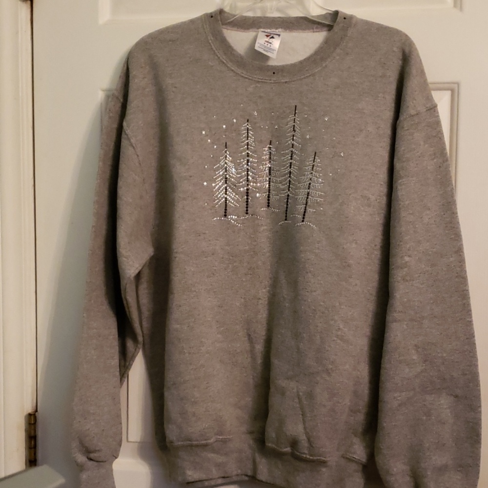 Jerzees sweatshirt Winter trees bling Size M